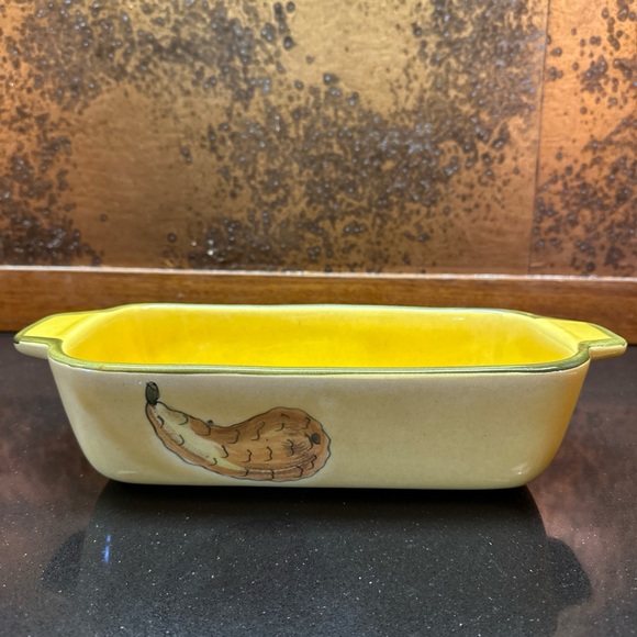 Los Angeles Potteries Ovenware 603 Yellow Corn Squash Loaf Pan Hand-painted - Picture 4 of 10